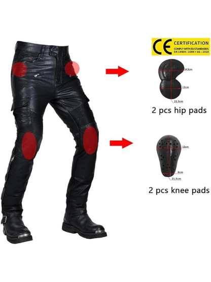 Leather Waterproof Motorcycle Riding Pants with CE Removable Armored