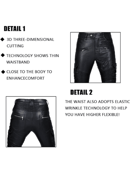 Leather Waterproof Motorcycle Riding Pants with CE Removable Armored