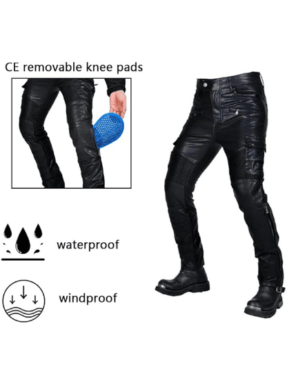 Leather Waterproof Motorcycle Riding Pants with CE Removable Armored