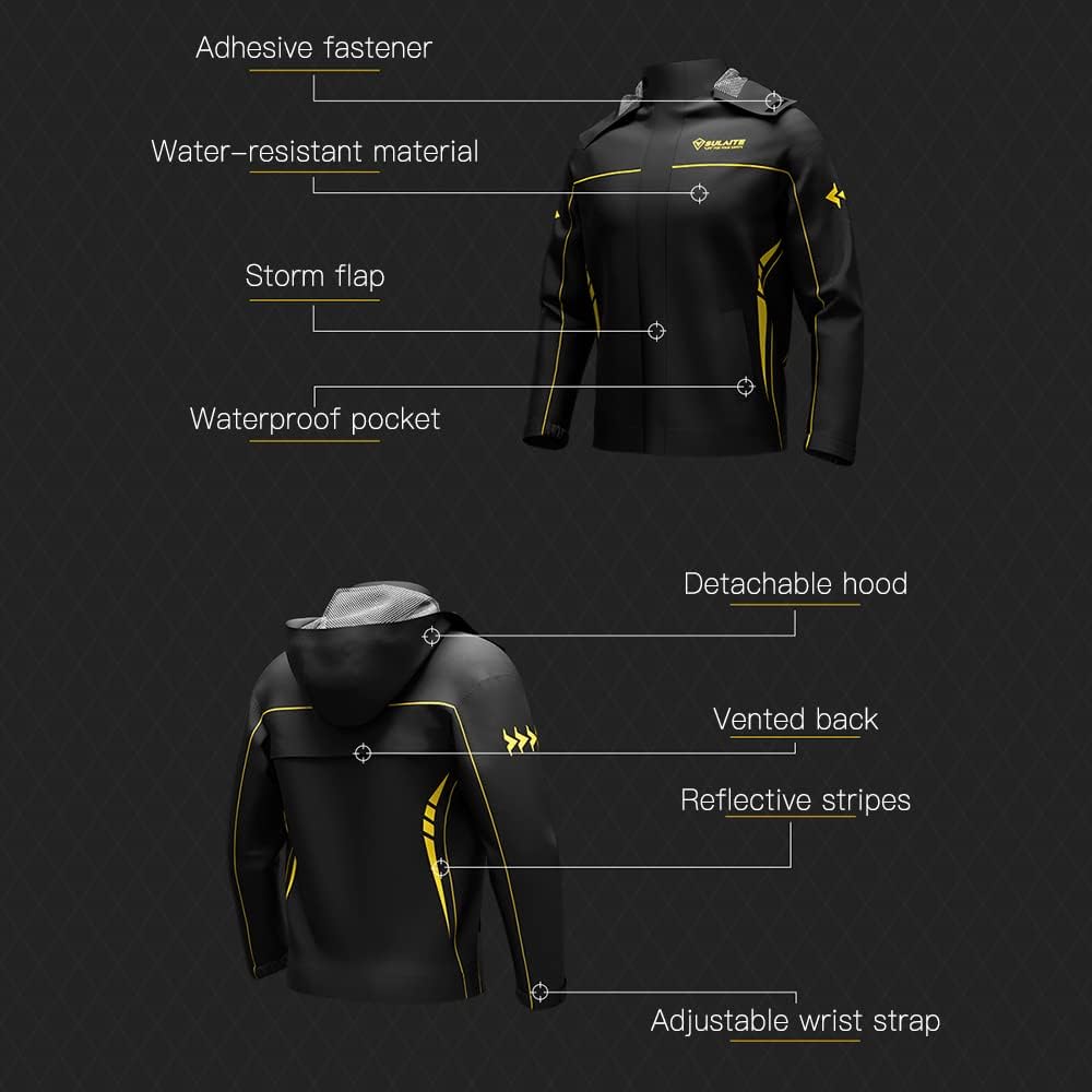 Mclula Motorcycle Rain Jacket and Pants Set With Free Storage Bag