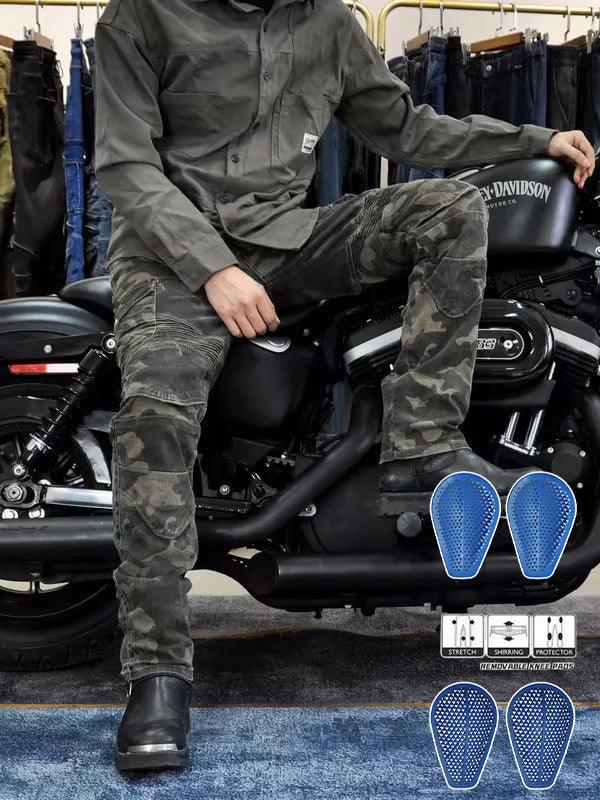 Men's Camouflage Motorcycle Riding Pants with CE Knee and Hip Armor