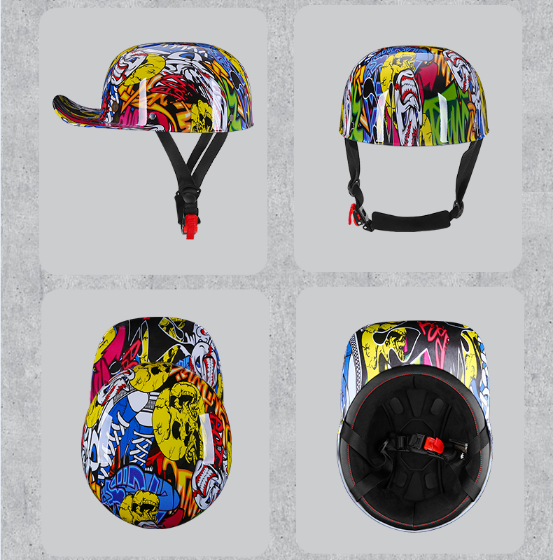 Motorcycle Half Helmet - Baseball Cap Style with DOT Certification