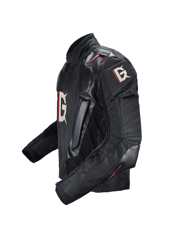 Men’s Black Motorcycle Riding Jacket with Free Removable Armor – Stylish & Protective