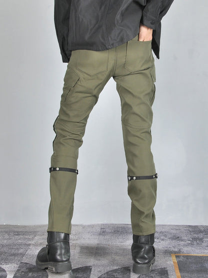 Men’s Waterproof Windproof Cargo Pants with Adjustable Leg Straps and Soft Silicone Knee & Hip Protectors