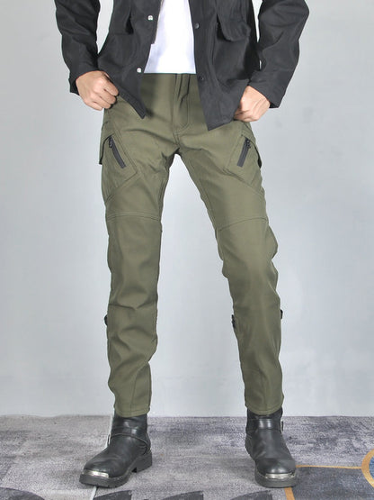 Men’s Waterproof Windproof Cargo Pants with Adjustable Leg Straps and Soft Silicone Knee & Hip Protectors