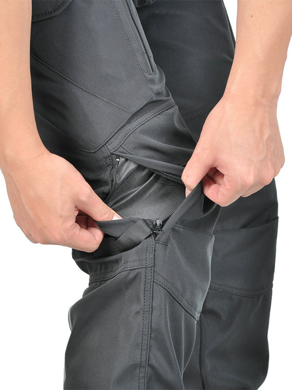 Men’s Waterproof Fleece-Lined Windproof Motorcycle Jogger Pants with Reflective Design and Silicone Knee & Hip Protectors