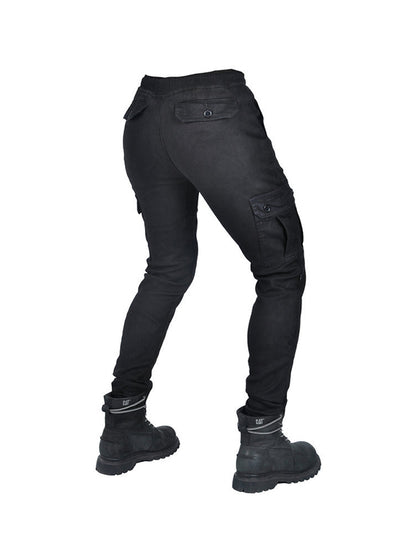 Men’s Winter Fleece-Lined Elastic Cargo Pants with Black Silicone Knee & Hip Protectors