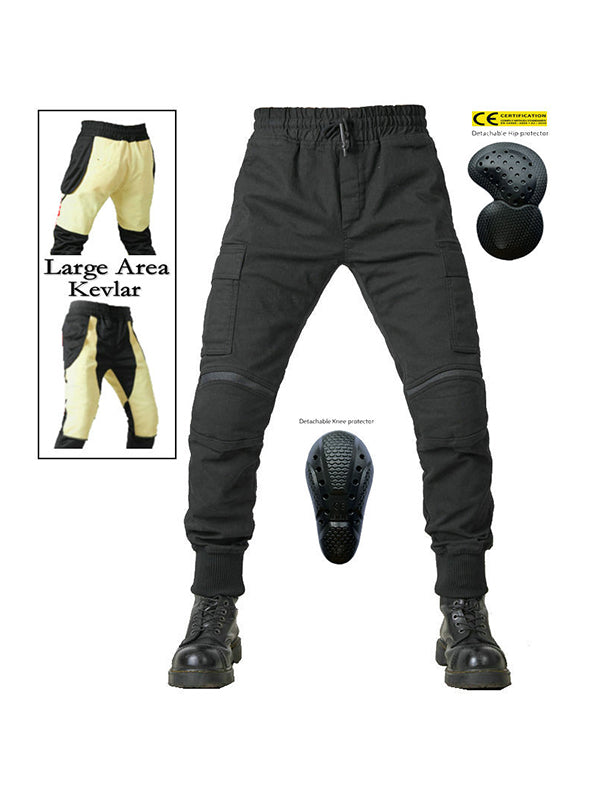 Men’s Slim-Fit Cordura Motorcycle Cargo Jeans with Removable Silicone Protectors and Kevlar Reinforcement