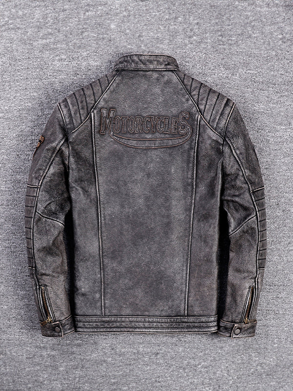 Men's Motorcycle Distressed Leather Jacket