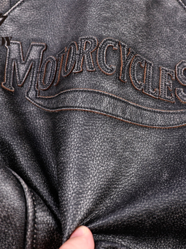 Men's Motorcycle Distressed Leather Jacket