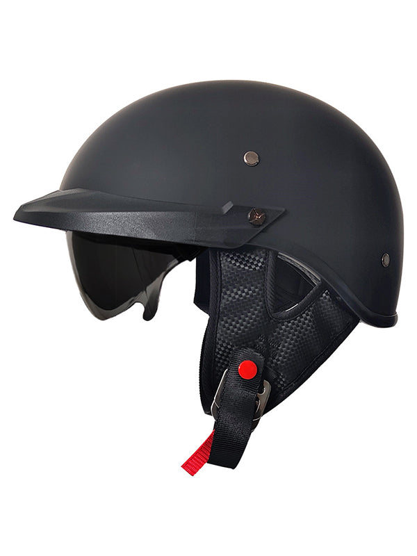 DOT-Certified Lightweight Half-Face Motorcycle Helmet - Multi-Layer Protection with Hidden Visor