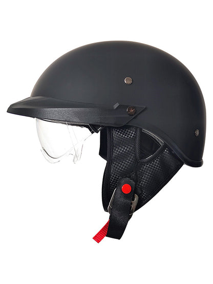 DOT-Certified Lightweight Half-Face Motorcycle Helmet - Multi-Layer Protection with Hidden Visor