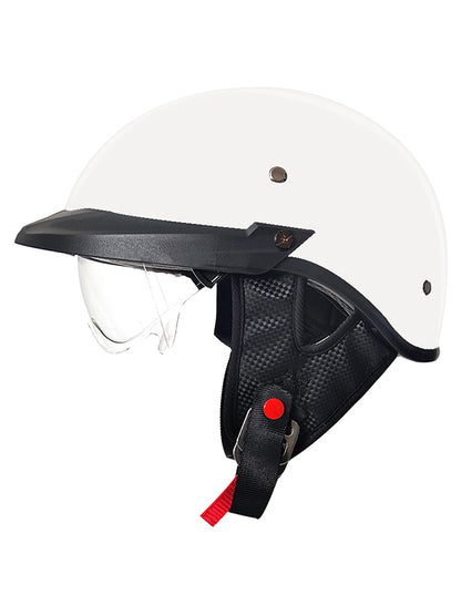 DOT-Certified Lightweight Half-Face Motorcycle Helmet - Multi-Layer Protection with Hidden Visor