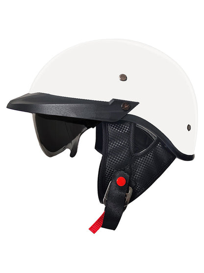 DOT-Certified Lightweight Half-Face Motorcycle Helmet - Multi-Layer Protection with Hidden Visor