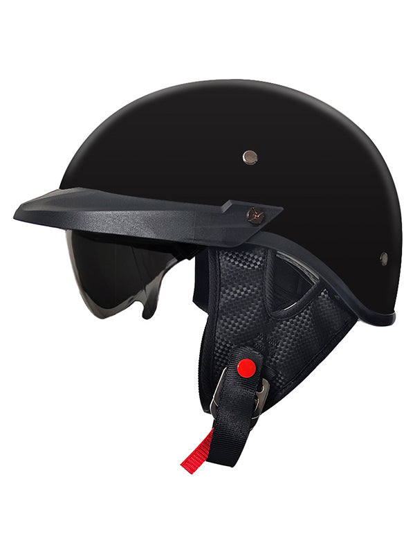 DOT-Certified Lightweight Half-Face Motorcycle Helmet - Multi-Layer Protection with Hidden Visor