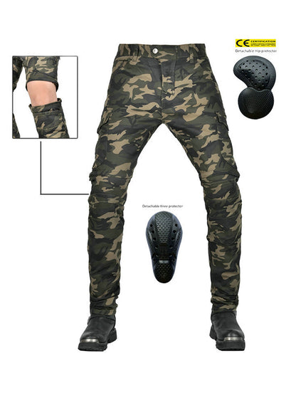 Men’s Convertible Camouflage Motorcycle Pants with CE Armor