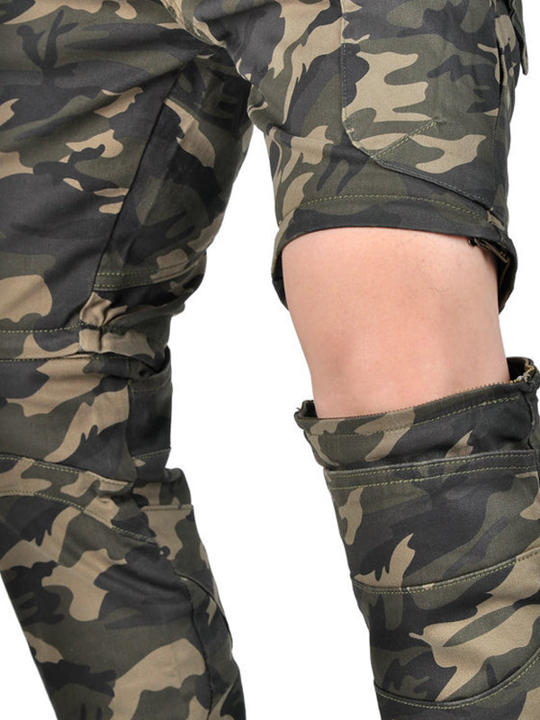 Men’s Convertible Camouflage Motorcycle Pants with CE Armor