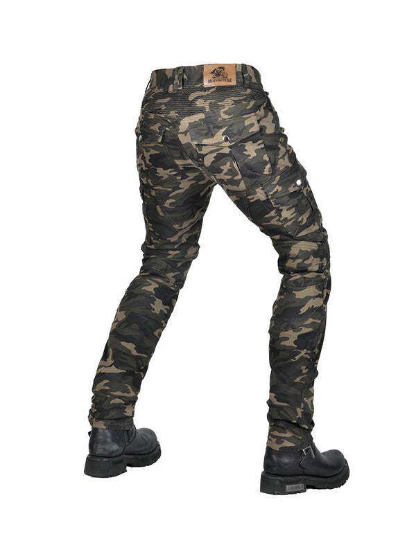 Men’s Convertible Camouflage Motorcycle Pants with CE Armor