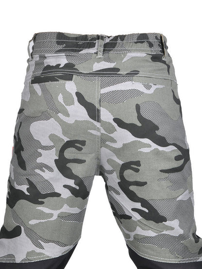 Men's Gray Camouflage Motorcycle Pants with CE Protectors and Breathable Design