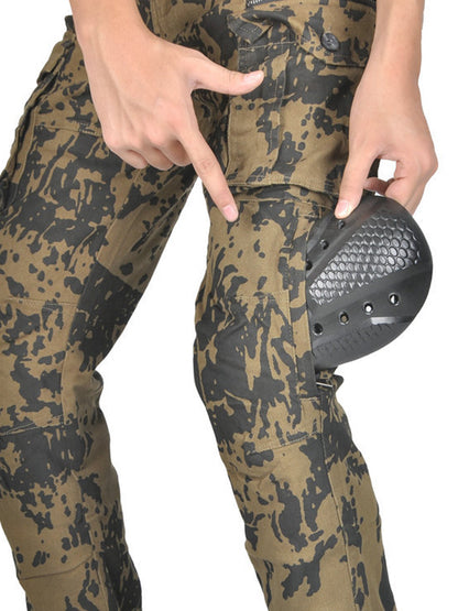 Men’s Camouflage Motorcycle Cargo Pants with CE Armor and Functional Design