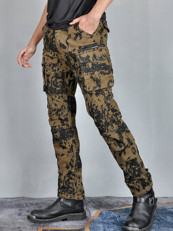 Men’s Camouflage Motorcycle Cargo Pants with CE Armor and Functional Design