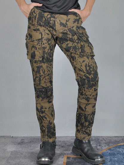 Men’s Camouflage Motorcycle Cargo Pants with CE Armor and Functional Design