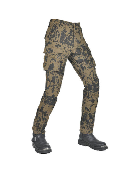 Men’s Camouflage Motorcycle Cargo Pants with CE Armor and Functional Design