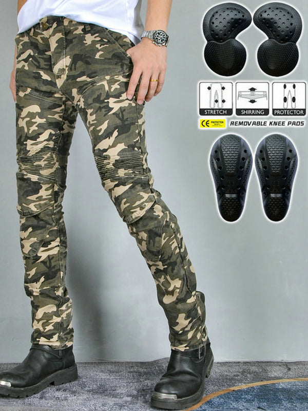 Men’s Camouflage Motorcycle Riding Pants with CE Removable Armor