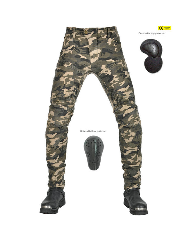 Men’s Camouflage Motorcycle Riding Pants with CE Removable Armor