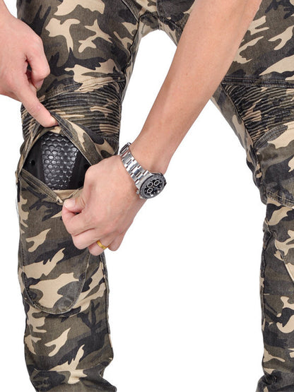 Men’s Camouflage Motorcycle Riding Pants with CE Removable Armor