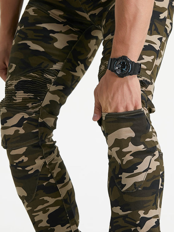 Men's Slim-Fit Camouflage Motorcycle Pants with CE Armor Protection