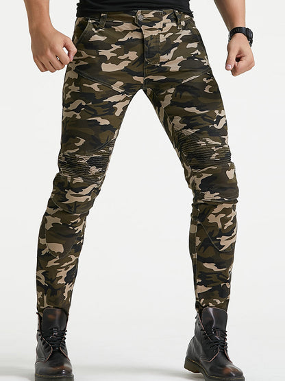 Men's Slim-Fit Camouflage Motorcycle Pants with CE Armor Protection