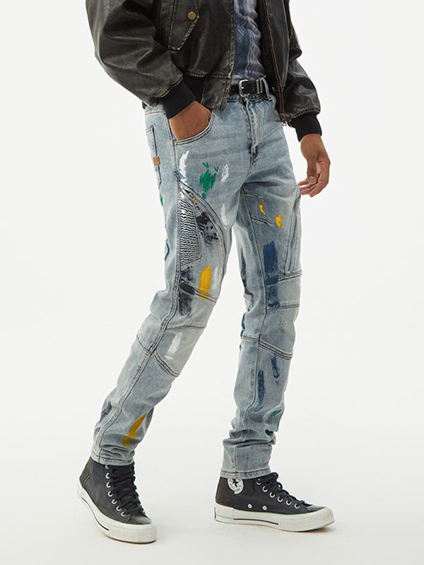 Men's Artistic Washed Denim Pants