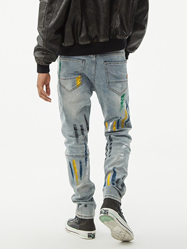 Men's Artistic Washed Denim Pants