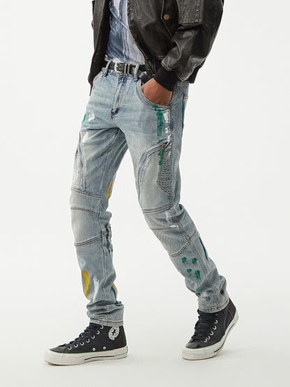 Men's Artistic Washed Denim Pants