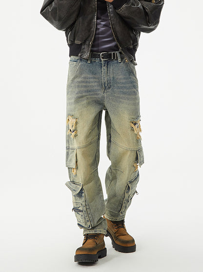 Men's Rugged Multi-Pocket Denim Pants