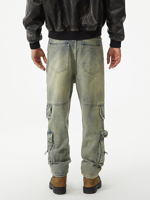 Men's Rugged Multi-Pocket Denim Pants