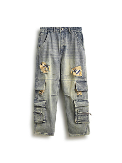 Men's Rugged Multi-Pocket Denim Pants