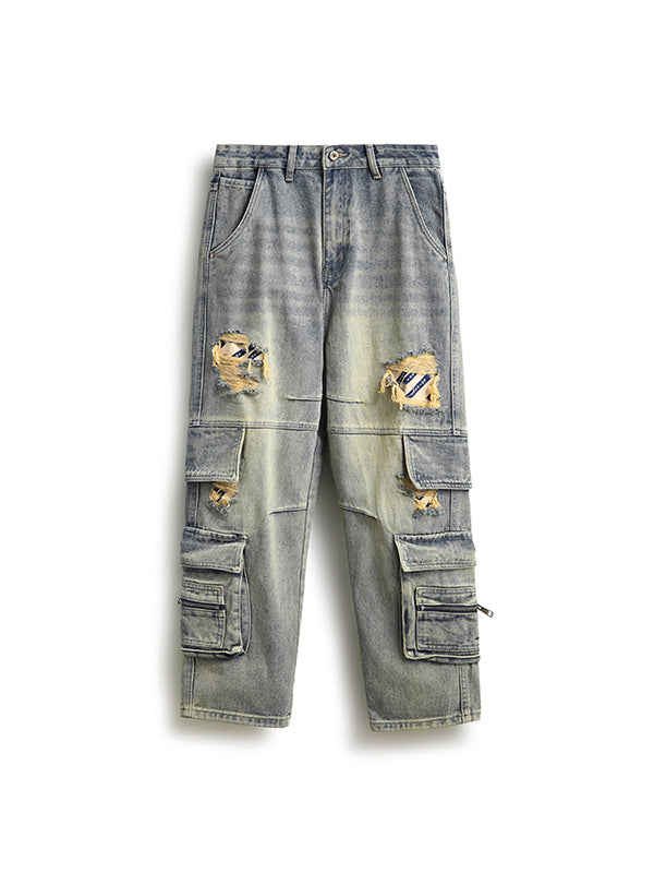 Men's Rugged Multi-Pocket Denim Pants