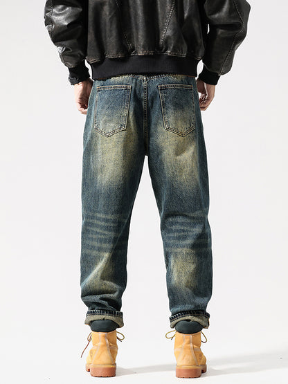 Relaxed-Fit Retro Denim Jeans with Multi-Pocket Design