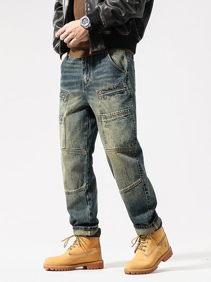 Relaxed-Fit Retro Denim Jeans with Multi-Pocket Design