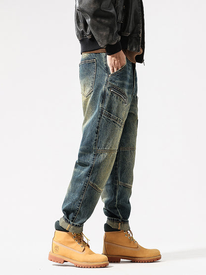 Relaxed-Fit Retro Denim Jeans with Multi-Pocket Design