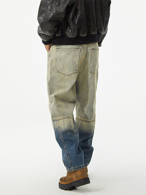 Men's Two-Tone Washed Denim Pants