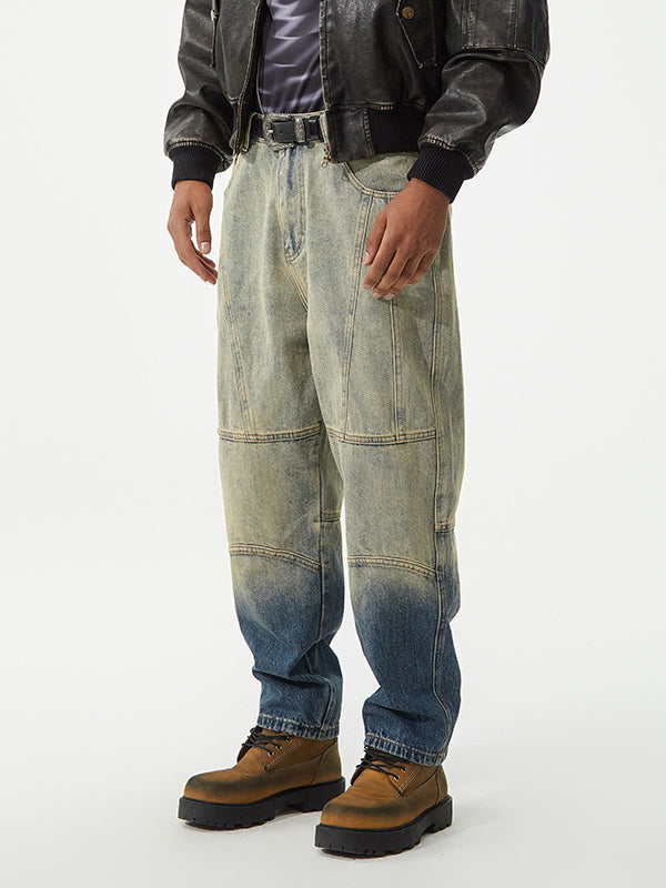 Men's Two-Tone Washed Denim Pants