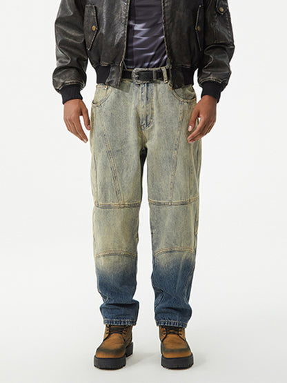 Men's Two-Tone Washed Denim Pants