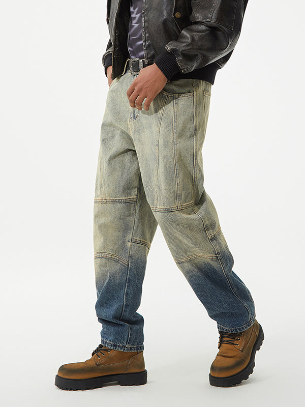 Men's Two-Tone Washed Denim Pants