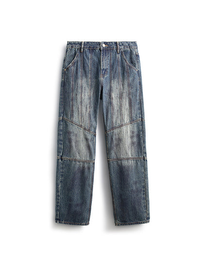 Men's Vintage Blue Panel Denim Jeans