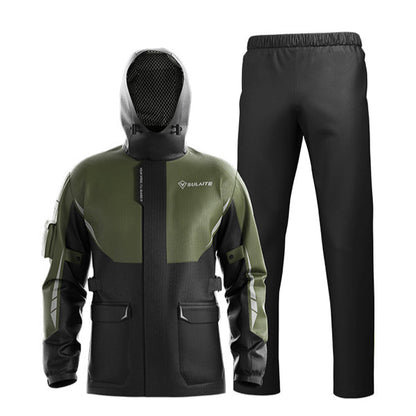 Mclula Clashing Colours Motorcycle Reflective Work Rain Jacket And Pants Set