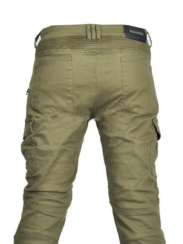 Men's Motorcycle Denim Pants Multi-Pocket Workwear Riding Pants All-Season Elastic Zipper Off-Road Anti-Fall Pants