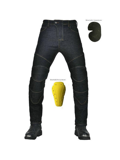 Men’s Protective Denim Motorcycle Pants with Removable CE Armor